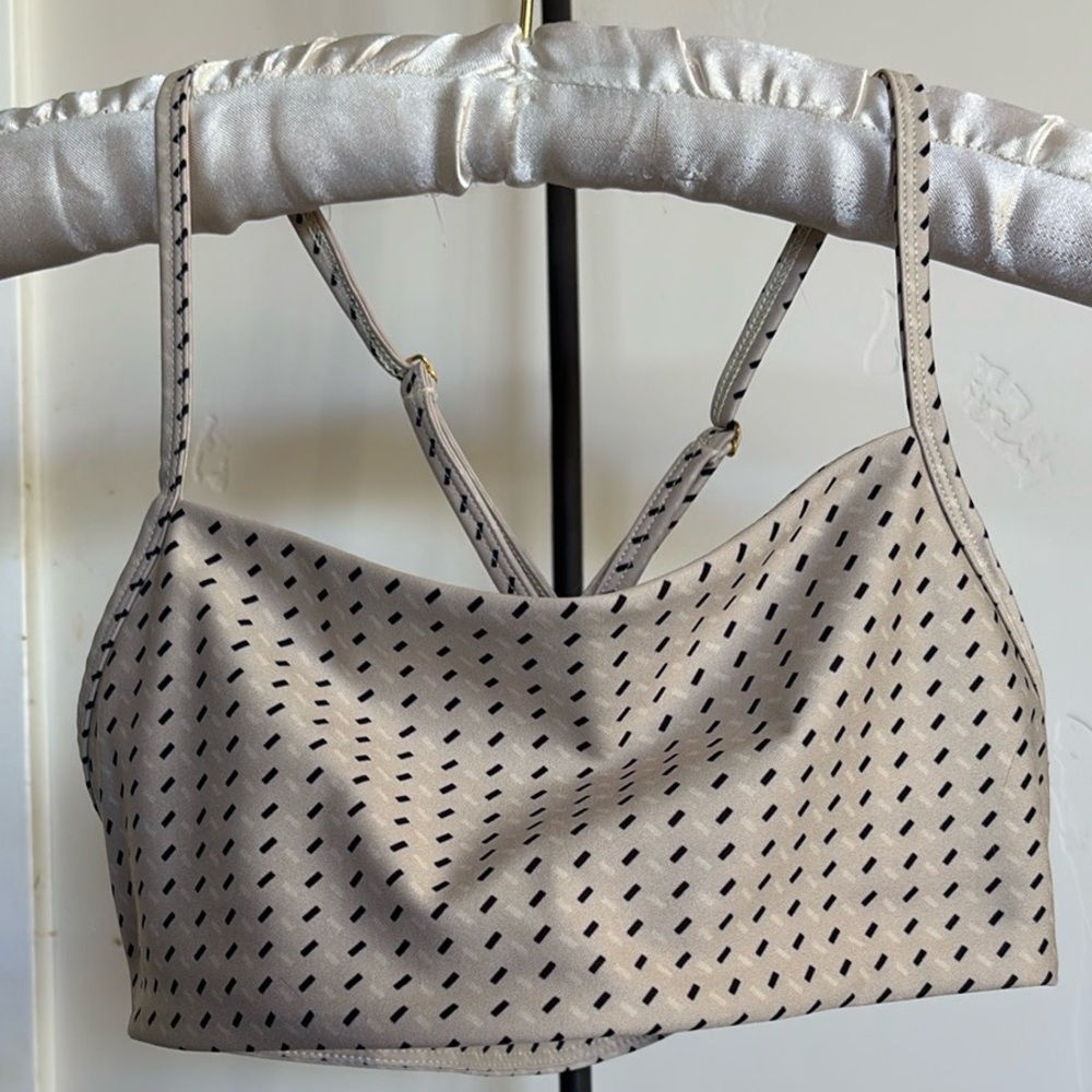 First Base Beige and Black Patterned Crop